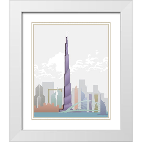 Deco World Landmarks 4 White Modern Wood Framed Art Print with Double Matting by Hogan, Melody