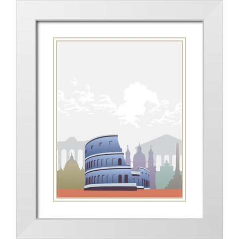 Deco World Landmarks 5 White Modern Wood Framed Art Print with Double Matting by Hogan, Melody