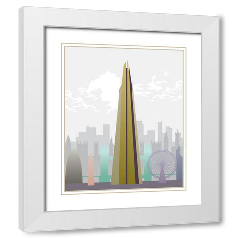 Deco World Landmarks 6 White Modern Wood Framed Art Print with Double Matting by Hogan, Melody