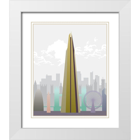 Deco World Landmarks 6 White Modern Wood Framed Art Print with Double Matting by Hogan, Melody