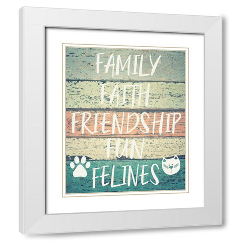 Fun Felines White Modern Wood Framed Art Print with Double Matting by Hogan, Melody