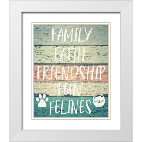Fun Felines White Modern Wood Framed Art Print with Double Matting by Hogan, Melody