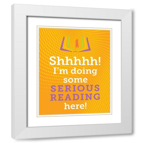 Serious Reading 3 White Modern Wood Framed Art Print with Double Matting by Hogan, Melody