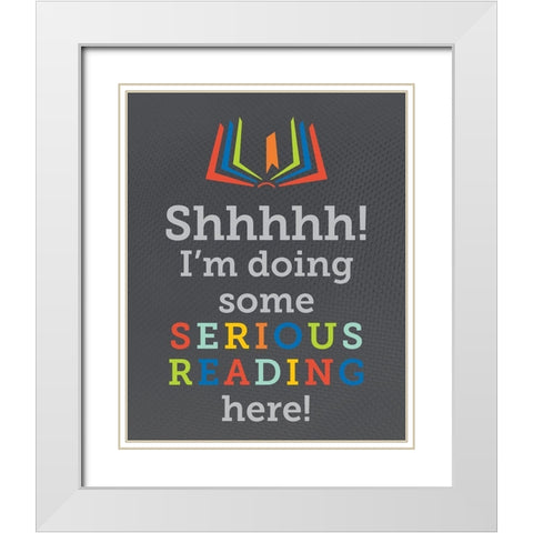 Serious Reading 5 White Modern Wood Framed Art Print with Double Matting by Hogan, Melody
