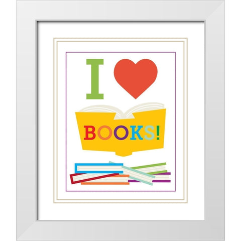 Read Books 2 White Modern Wood Framed Art Print with Double Matting by Hogan, Melody