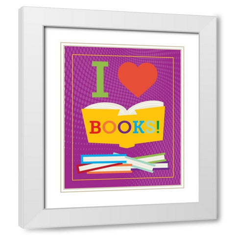 Read Books 4 White Modern Wood Framed Art Print with Double Matting by Hogan, Melody