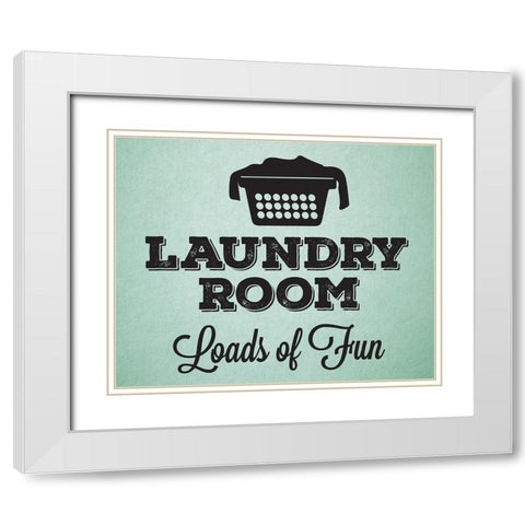 Laundry_mint White Modern Wood Framed Art Print with Double Matting by Hogan, Melody