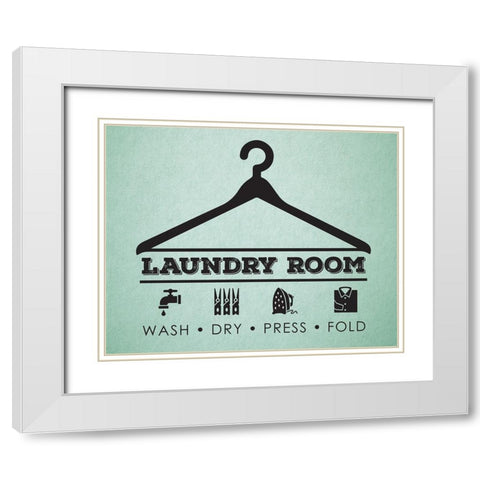 Laundry Mint 3 White Modern Wood Framed Art Print with Double Matting by Hogan, Melody
