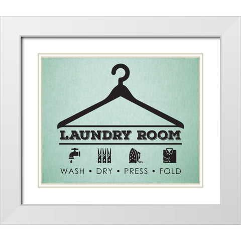 Laundry Mint 3 White Modern Wood Framed Art Print with Double Matting by Hogan, Melody