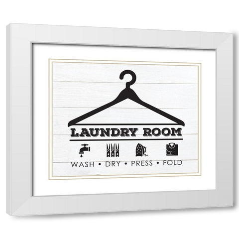 Laundry Shiplap 3 White Modern Wood Framed Art Print with Double Matting by Hogan, Melody