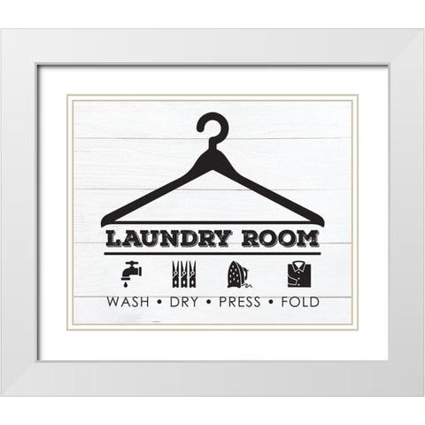 Laundry Shiplap 3 White Modern Wood Framed Art Print with Double Matting by Hogan, Melody