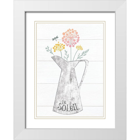 Pitcher Botanicals Pastel 3 White Modern Wood Framed Art Print with Double Matting by Hogan, Melody