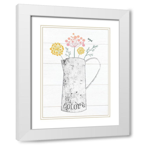 Pitcher Botanicals Pastel 4 White Modern Wood Framed Art Print with Double Matting by Hogan, Melody