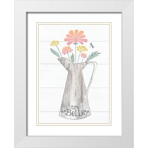 Pitcher Botanicals Pastel 5 White Modern Wood Framed Art Print with Double Matting by Hogan, Melody