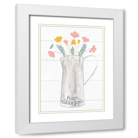 Pitcher Botanicals Pastel 6 White Modern Wood Framed Art Print with Double Matting by Hogan, Melody