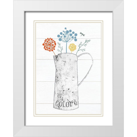 Pitcher Botanicals Primary 4 White Modern Wood Framed Art Print with Double Matting by Hogan, Melody