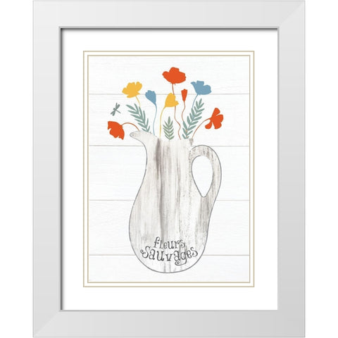 Pitcher Botanicals Primary 6 White Modern Wood Framed Art Print with Double Matting by Hogan, Melody