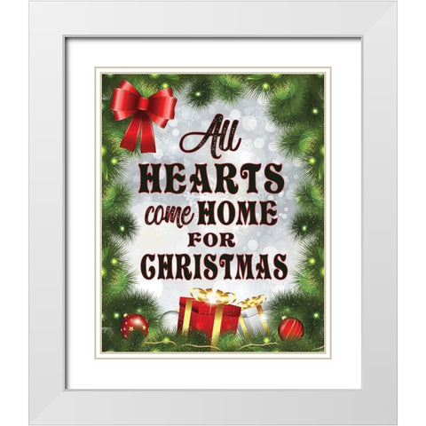 All Hearts Christmas 1 White Modern Wood Framed Art Print with Double Matting by Hogan, Melody
