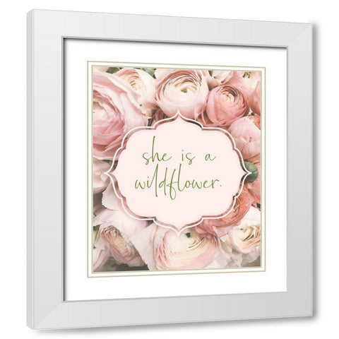 Baby Floral 6 White Modern Wood Framed Art Print with Double Matting by Hogan, Melody