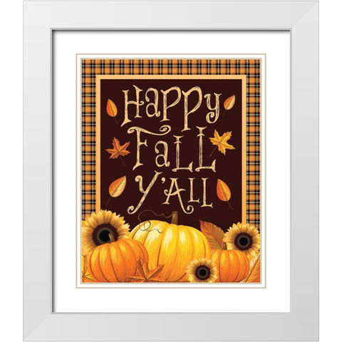 Fall Yall Flag White Modern Wood Framed Art Print with Double Matting by Hogan, Melody