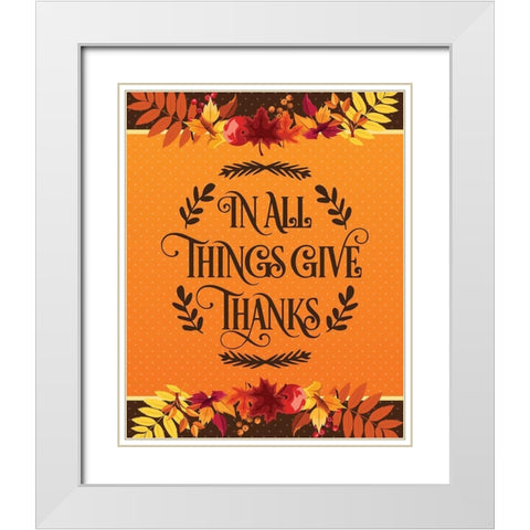 Give Thanks Flag 1 White Modern Wood Framed Art Print with Double Matting by Hogan, Melody