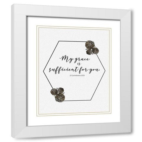 Gold Foil Sufficient 2 White Modern Wood Framed Art Print with Double Matting by Hogan, Melody