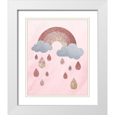 Rose Glitter 2 White Modern Wood Framed Art Print with Double Matting by Hogan, Melody