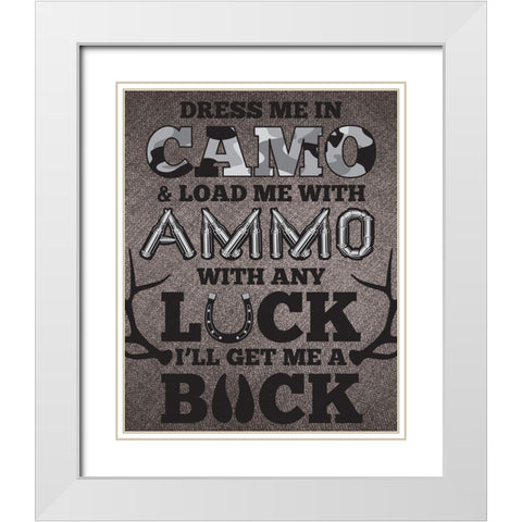 Camo Ammo 01 White Modern Wood Framed Art Print with Double Matting by Hogan, Melody