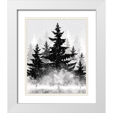 Misty Pines 2 White Modern Wood Framed Art Print with Double Matting by Hogan, Melody