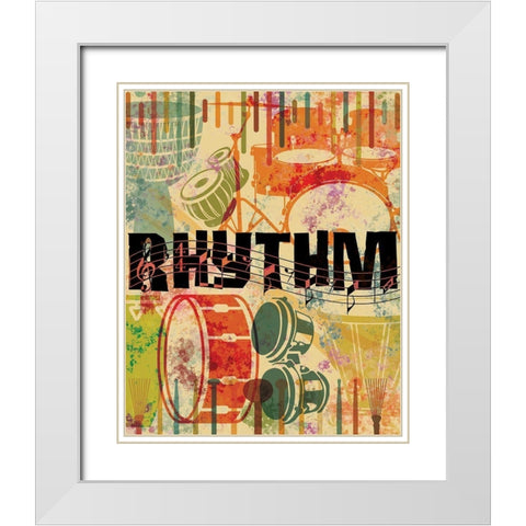 Retro Rhythm White Modern Wood Framed Art Print with Double Matting by Hogan, Melody