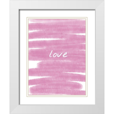 Love Paint Pink White Modern Wood Framed Art Print with Double Matting by Hogan, Melody
