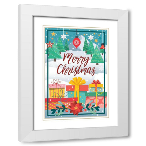 Christmas Gifts 2 White Modern Wood Framed Art Print with Double Matting by Hogan, Melody