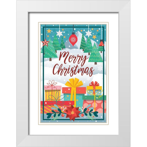 Christmas Gifts 2 White Modern Wood Framed Art Print with Double Matting by Hogan, Melody