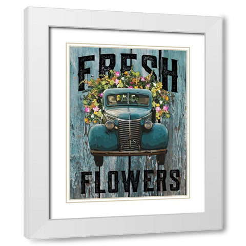 Fresh Flowers 1 White Modern Wood Framed Art Print with Double Matting by Hogan, Melody