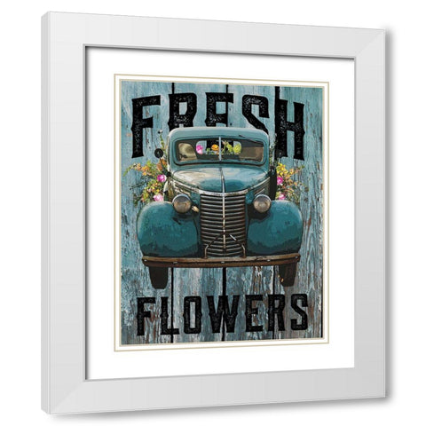 Fresh Flowers 2 White Modern Wood Framed Art Print with Double Matting by Hogan, Melody