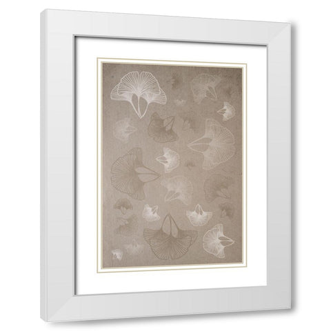 Natural Ginkgo 2 White Modern Wood Framed Art Print with Double Matting by Hogan, Melody