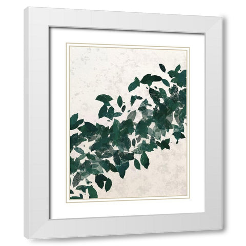 Green Leaf 1 White Modern Wood Framed Art Print with Double Matting by Hogan, Melody