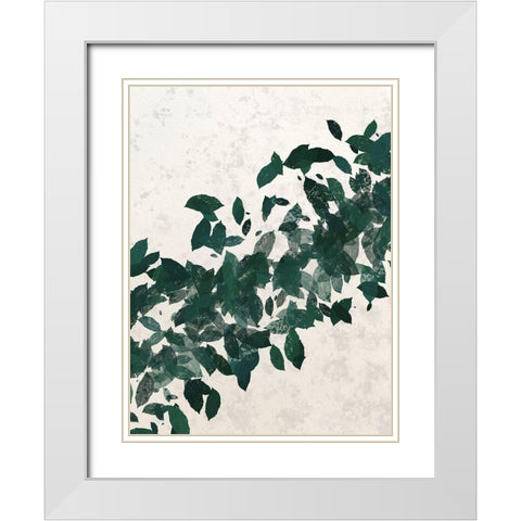 Green Leaf 1 White Modern Wood Framed Art Print with Double Matting by Hogan, Melody