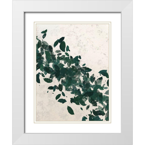 Green Leaf 2 White Modern Wood Framed Art Print with Double Matting by Hogan, Melody