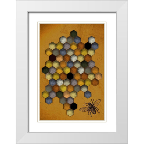 Honeycomb Bee White Modern Wood Framed Art Print with Double Matting by Hogan, Melody