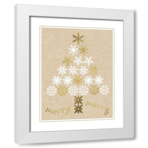 Burlap Lace Gold Xmas 1 White Modern Wood Framed Art Print with Double Matting by Hogan, Melody