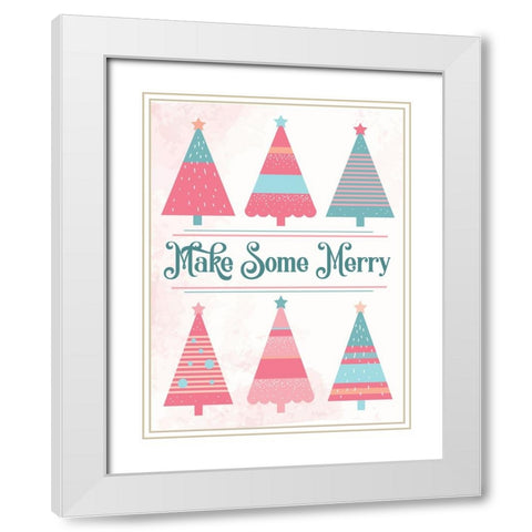 Candy Xmas Trees 1 White Modern Wood Framed Art Print with Double Matting by Hogan, Melody