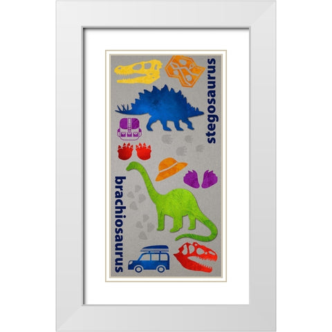 Dino Journy 1 White Modern Wood Framed Art Print with Double Matting by Hogan, Melody