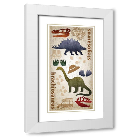 Dino Journy 2 White Modern Wood Framed Art Print with Double Matting by Hogan, Melody