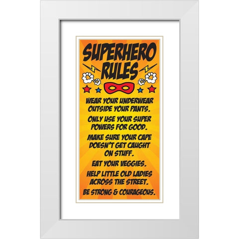 Superhero Rules White Modern Wood Framed Art Print with Double Matting by Hogan, Melody