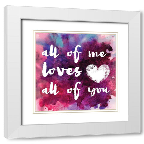 Watercolor Love 1 White Modern Wood Framed Art Print with Double Matting by Hogan, Melody