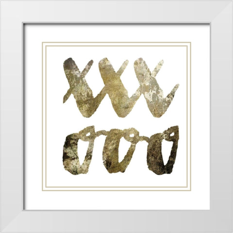 Sparkle Glam XOXO White Modern Wood Framed Art Print with Double Matting by Hogan, Melody
