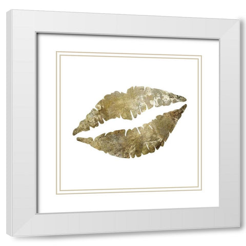 Sparkle Glam Lips White Modern Wood Framed Art Print with Double Matting by Hogan, Melody