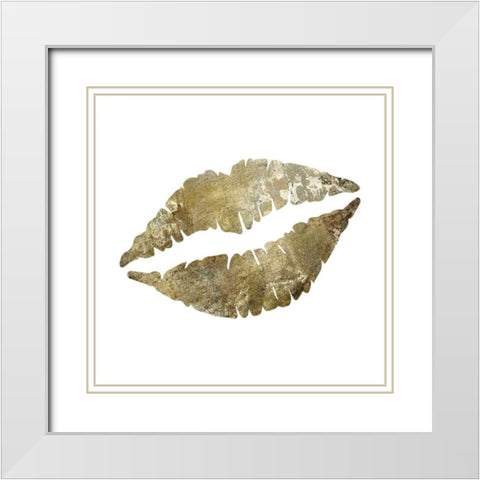Sparkle Glam Lips White Modern Wood Framed Art Print with Double Matting by Hogan, Melody