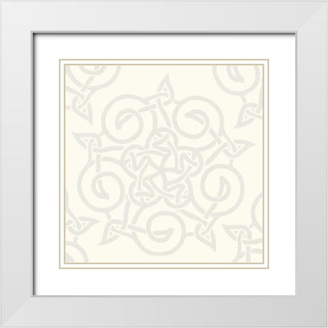 Cream Kolidescope White Modern Wood Framed Art Print with Double Matting by Hogan, Melody